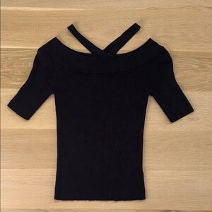 Express Black Off-Shoulder Sweater Top